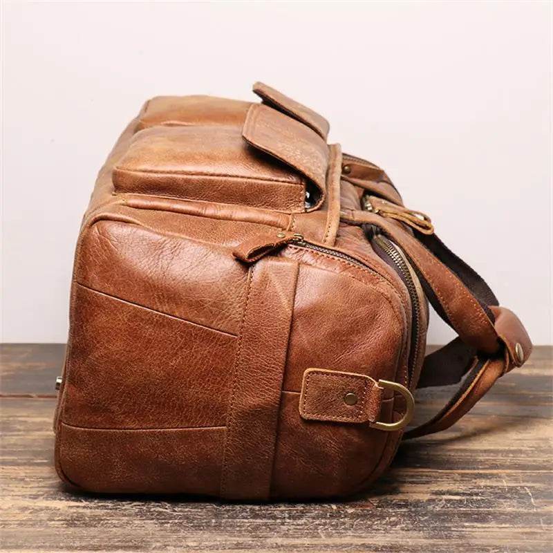 High Capacity Leather Duffle Bag – Retro Fashion Travel Bag - VacationGrabs