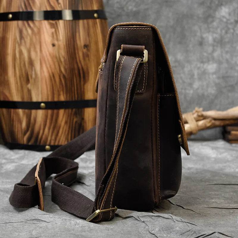 Vintage Genuine Leather Men’s Shoulder Sling Crossbody Bag - VacationGrabs