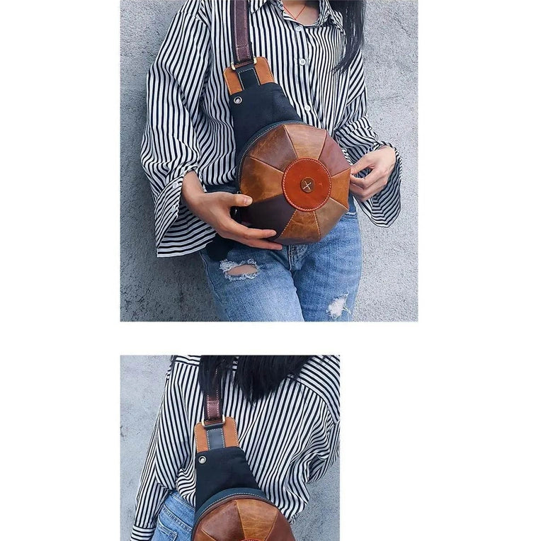 Unique Design Women’s Chest Bag with Earphone Hole Leather Sling - VacationGrabs