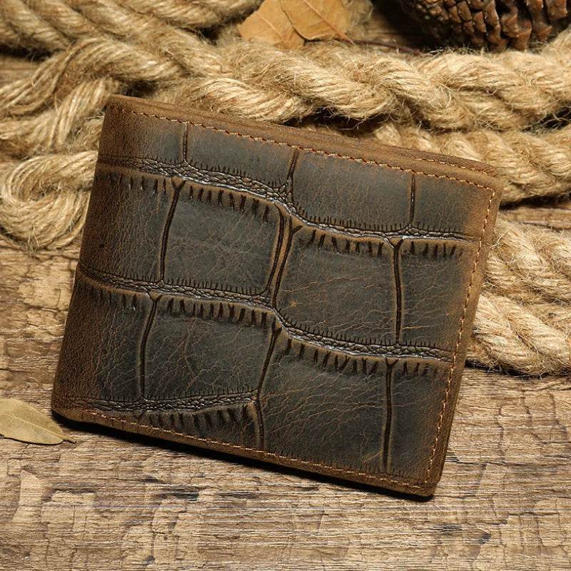 Genuine Leather Money Clip Wallet for Men Slim Cash Bifold Retro Wallet - VacationGrabs