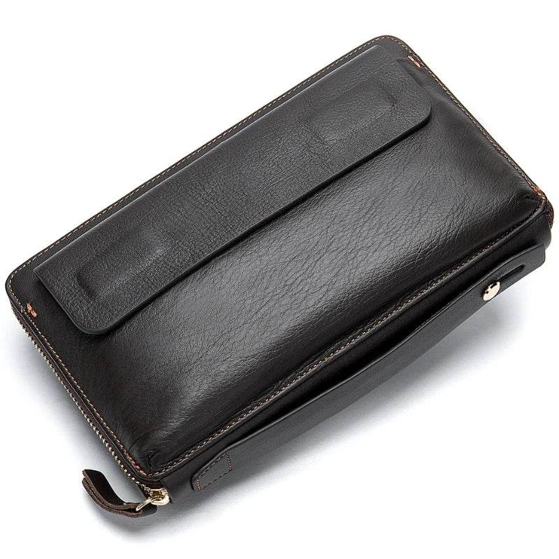 Soft Genuine Leather Clutch Wallet Men’s Long Wallet for Cash & Cards - VacationGrabs