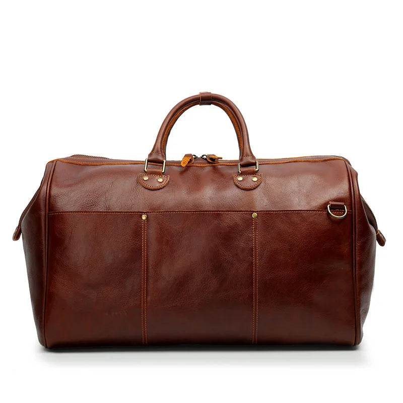 High-End Genuine Leather Travel Duffel Bags for Men Large Size - VacationGrabs