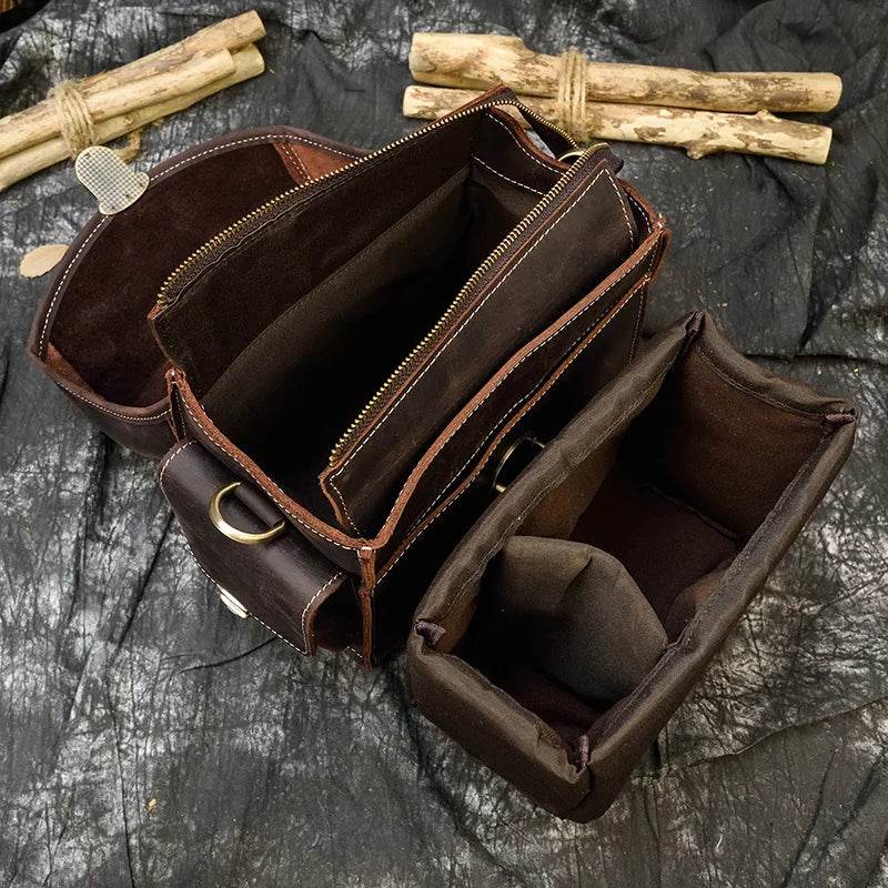 Retro Fashion DSLR Camera Leather Bag for Men Travel Handbag - VacationGrabs