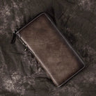 Genuine Leather Long Wallet with Wristlet for Women Cowskin Card Purse - VacationGrabs