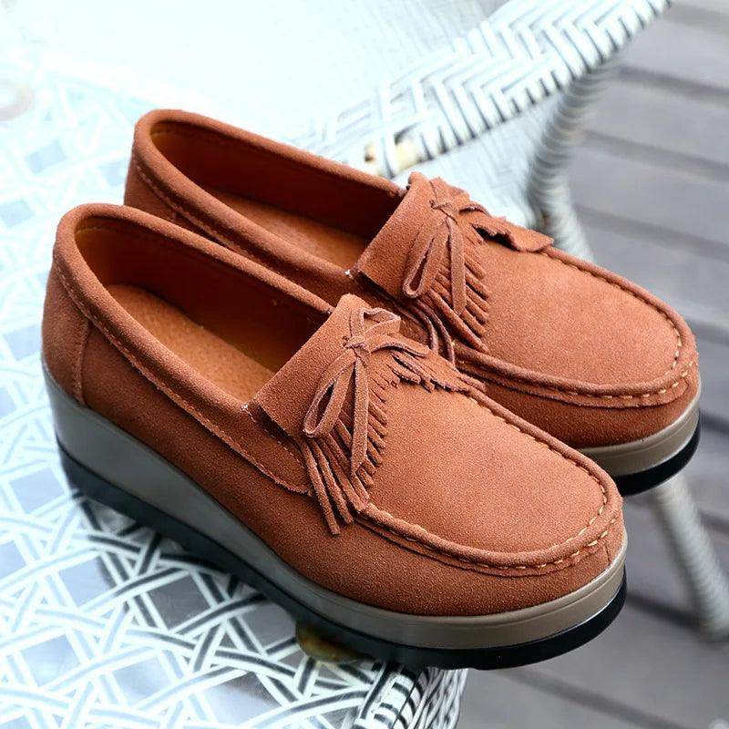 Women's Shoes - Flats Suede Tassel Fringe Loafers Moccasins