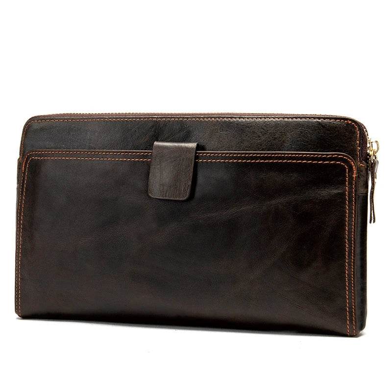 Large Capacity Cowhide Mobile Phone Bag Genuine Leather Clutch Purse - VacationGrabs