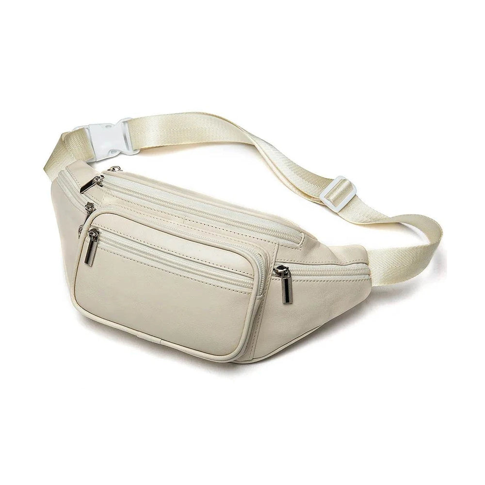 Genuine Leather Leather Chest Bag for Women Unisex Sports Fanny - VacationGrabs