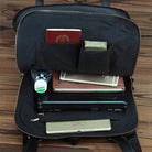 Simple Design Leather Backpack for Men Black Soft Cowskin Bag - VacationGrabs