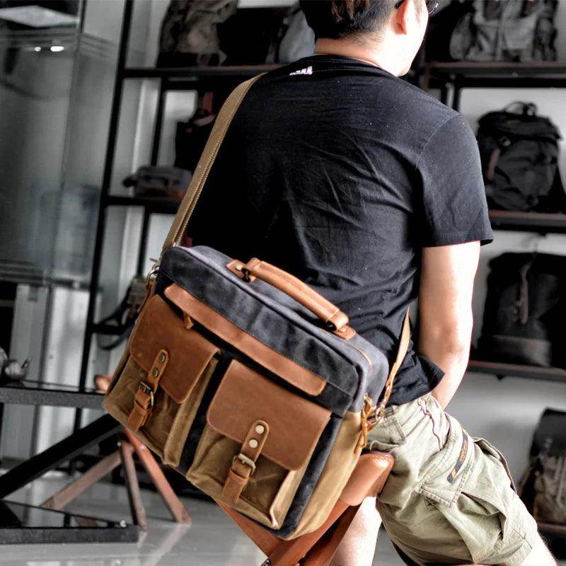 Mens Shoulder Strap Canvas Messenger Bag - VacationGrabs