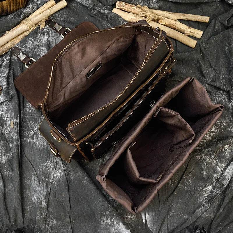 Vintage Leather Satchel Camera Bag for Professional Photographers - VacationGrabs
