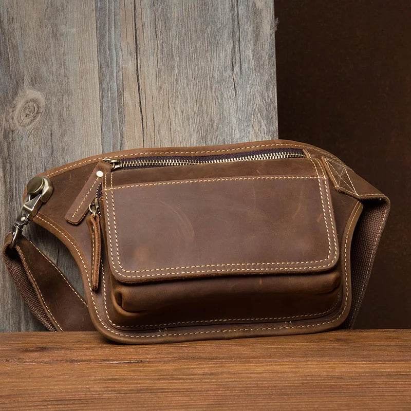 Luxury Male Leather Chest Bag Crossbody Sling Bag for Men - VacationGrabs