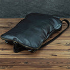 Simple Design Leather Backpack for Men Black Soft Cowskin Bag - VacationGrabs