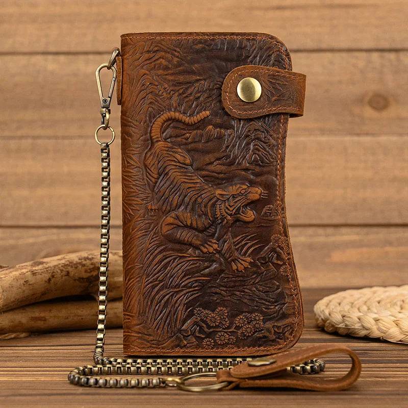 Super Quality Leather Wallet with Iron Chain for Men Bifold Card Wallet - VacationGrabs