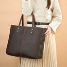 Genuine Leather Business Tote for Women with Makeup Bag Combo - VacationGrabs