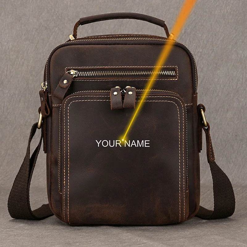 Vintage Leather Shoulder Bag – Men's Crossbody Messenger Bag - VacationGrabs