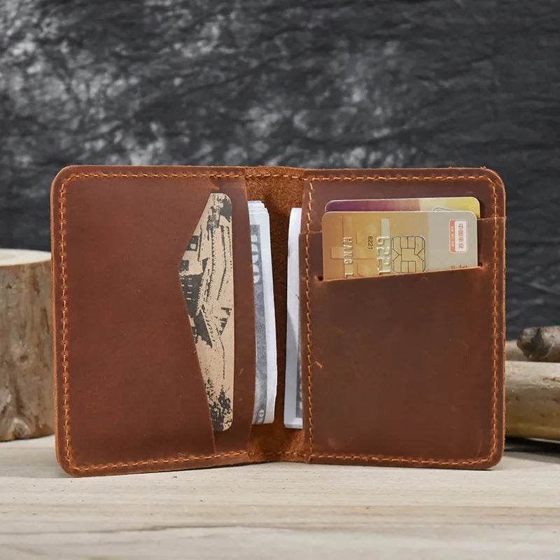 Simple Design Genuine Leather Card Holder Passport Wallet for Men - VacationGrabs