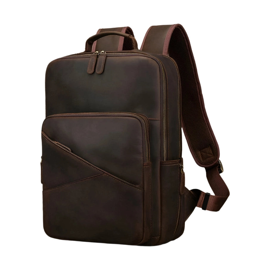 Multifunctional Leather Laptop Backpack for Men Teenager Travel - VacationGrabs