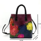 Handmade Floral Embossed Leather Handbag Tote Bag Luxury - VacationGrabs
