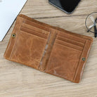 Genuine Leather Short Wallet for Men Bifold Coin Holder Card Purse - VacationGrabs
