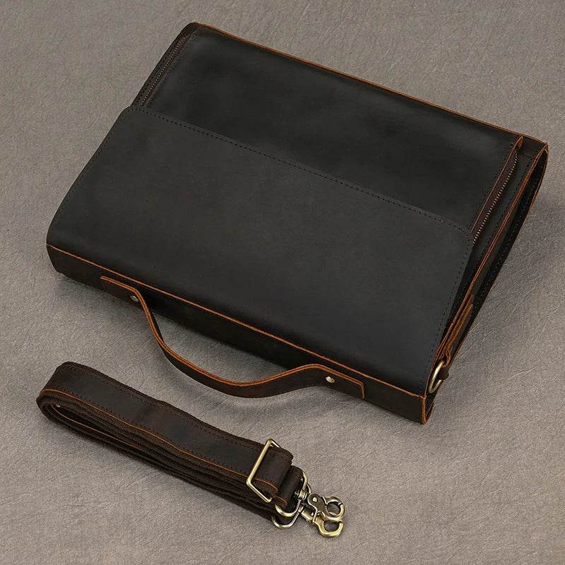 Retro Leather Shoulder Bag Men's Casual Vertical Sling - VacationGrabs