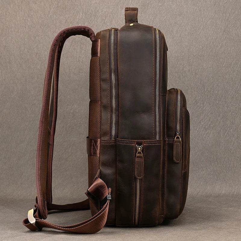 Multifunctional Leather Laptop Backpack for Men Teenager Travel - VacationGrabs