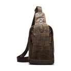 Leather Chest Bag Alligator Pattern Men's Crossbody Shoulder Bag - VacationGrabs