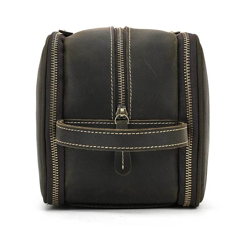 Leather Cosmetic Bag Toiletries Organizer Luxury Clutch for Men & Women - VacationGrabs