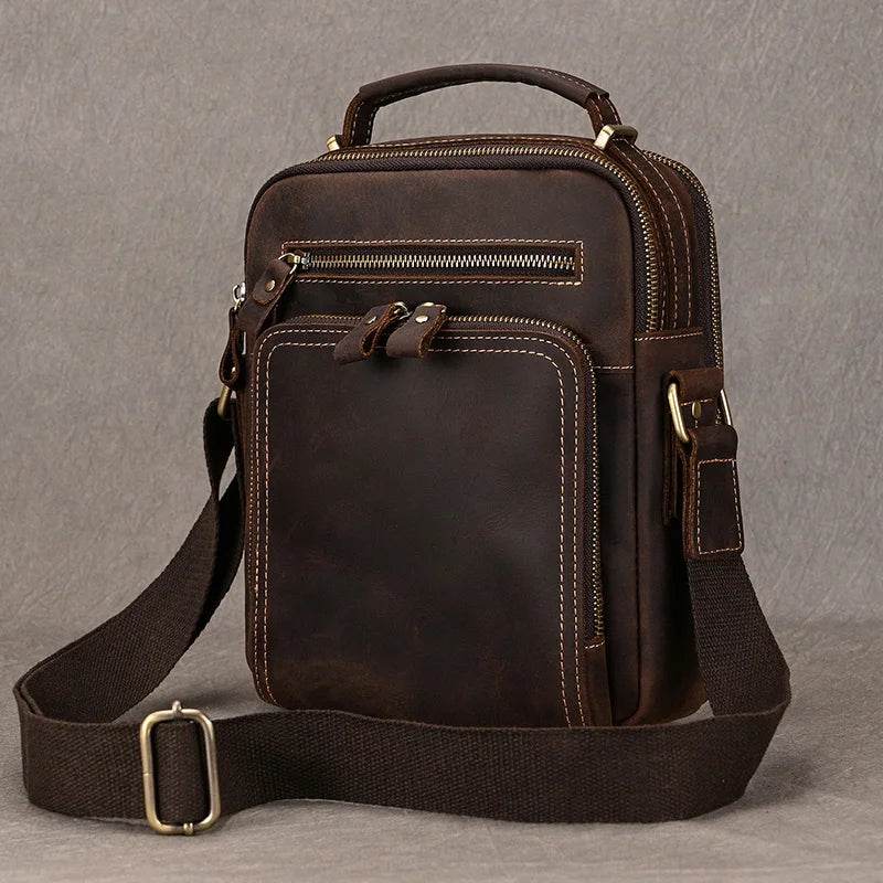 High-Quality Genuine Leather Men’s Crossbody Bag Vintage Sling Bag - VacationGrabs