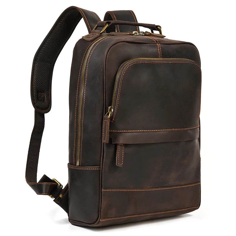 Men's Genuine Leather Travel Laptop Backpack Designer Bag - VacationGrabs