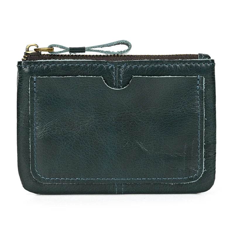 Mini Coin Purse Genuine Leather Real Cowhide Small Wallet with Key Ring - VacationGrabs
