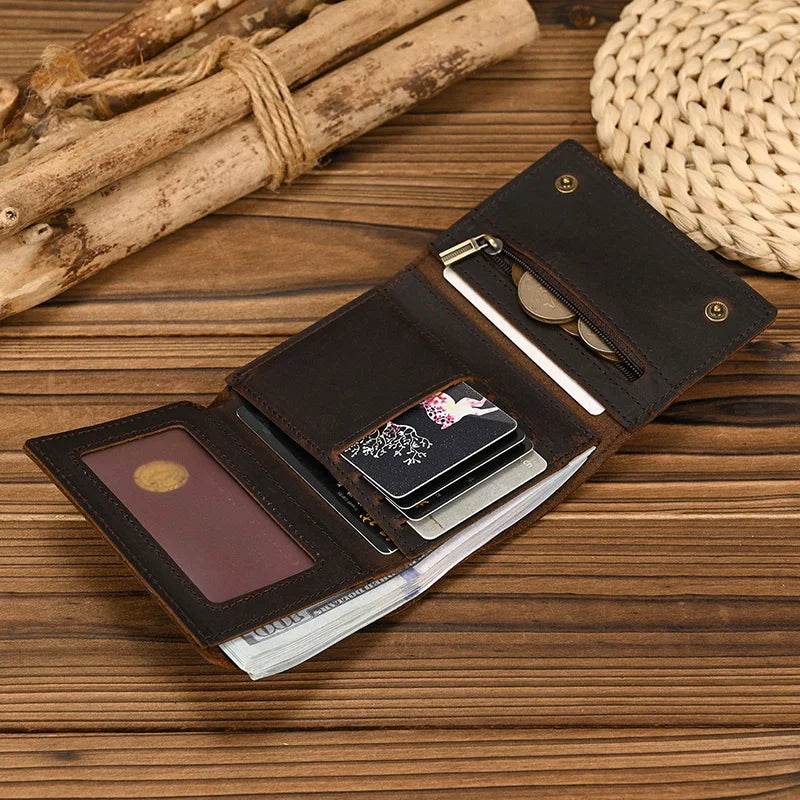 Men’s Short Clip Wallet Leather Slim Design with Coin Bag - VacationGrabs