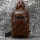 Natural Cowskin Leather Chest Pack Men Crossbody Sling Bag Large - VacationGrabs