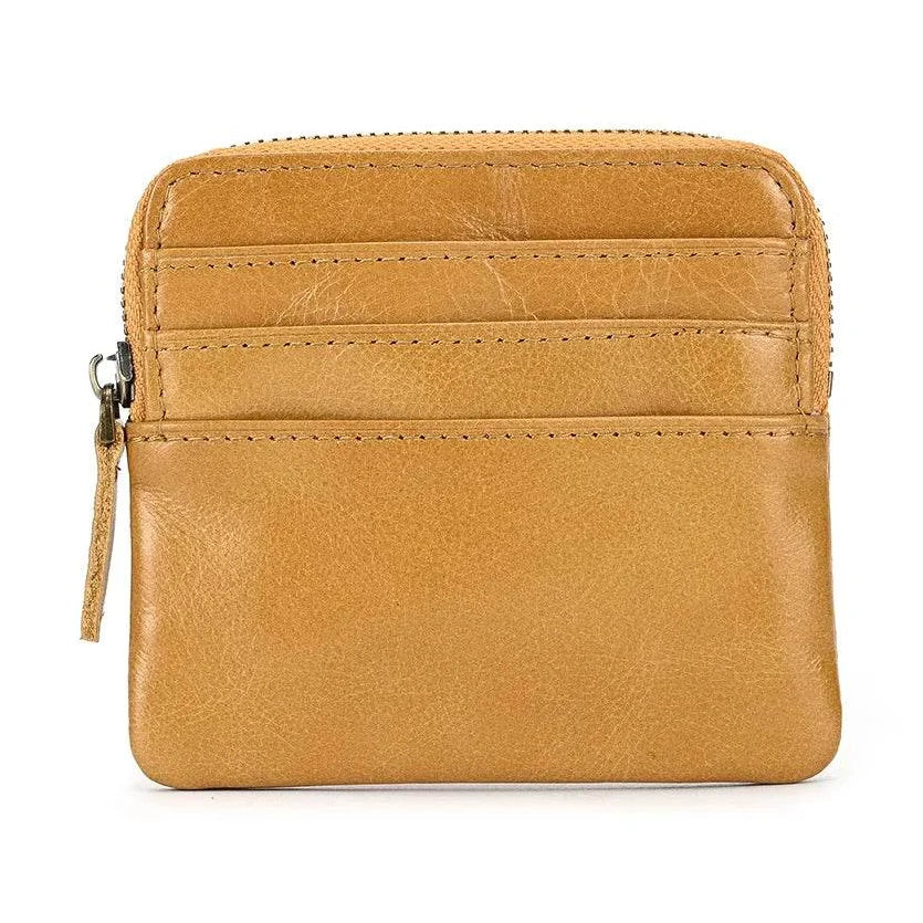 Mini Coin Purse Wallet Genuine Leather for Men & Women Zippered - VacationGrabs