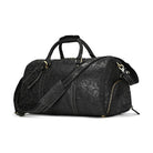 Genuine Cowhide Leather Travel Duffle Bag Men’s Weekend Bag Shoe Pocket - VacationGrabs