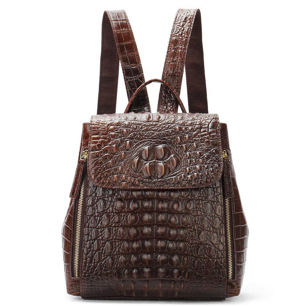 Textured Crocodile Pattern Leather Daypacks for Women 5 - VacationGrabs