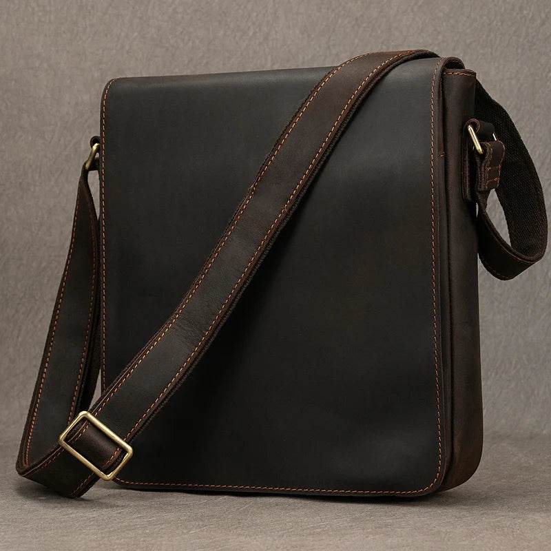 High-Quality Men's Leather Shoulder Bag – Vintage Crossbody - VacationGrabs