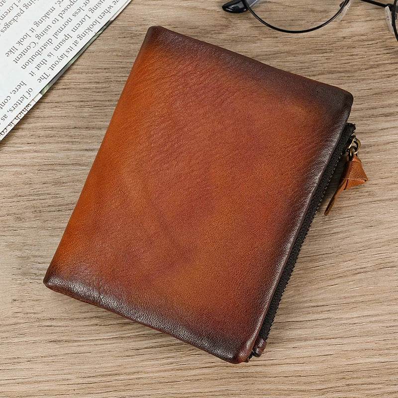 Vintage Leather Short Wallet with Coin Purse for Men RFID - VacationGrabs