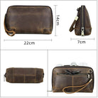 Brown Genuine Leather Clutch Bag for Travel & Toiletries - VacationGrabs