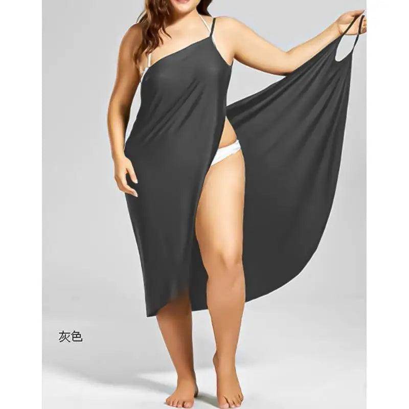 Plus Swimwear Cover-Up Summer Beach Pool Dress - VacationGrabs