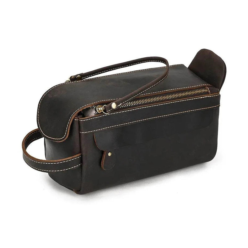 Luxury Designer Leather Cosmetic Toiletries Travel Bag for Men & Women - VacationGrabs