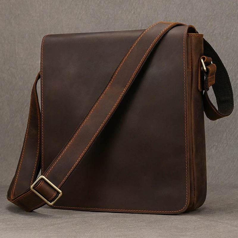 High-Quality Men's Leather Shoulder Bag – Vintage Crossbody - VacationGrabs