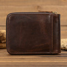 Genuine Leather Short Wallet for Men & Women 2-Fold Coin Purse - VacationGrabs