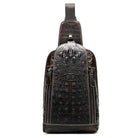 Leather Chest Bag Alligator Pattern Men's Crossbody Shoulder Bag - VacationGrabs