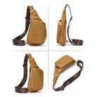 Men's Leather Chest Bag Soft Cowskin Brown Black Coffee Leather - VacationGrabs
