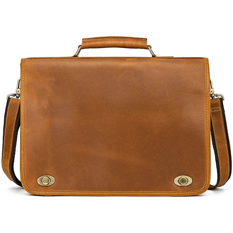 Luxury Genuine Leather Briefcase Laptop Bag Vintage Shoulder Bag - VacationGrabs