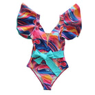 Women's Ruffle Sleeve Deep-V Bathing Suit - VacationGrabs