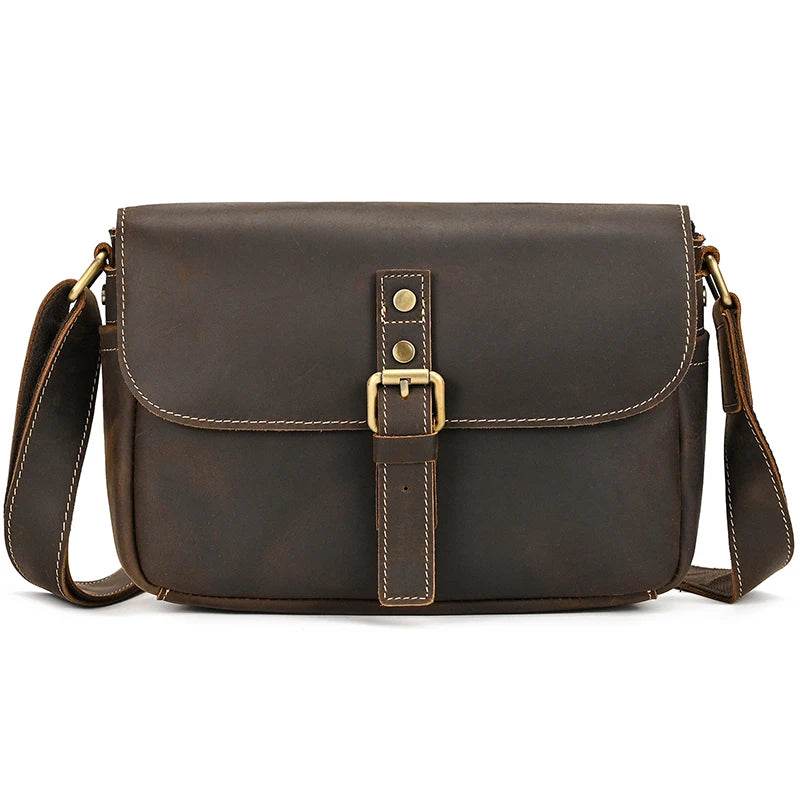 Cowhide Men’s Crossbody Bag Vintage Leather School Messenger Bag - VacationGrabs