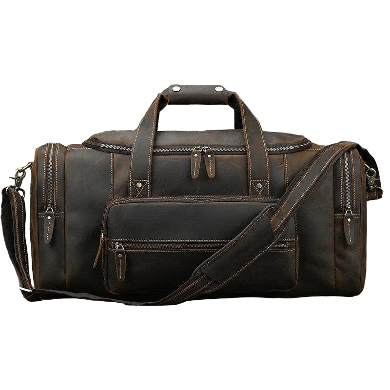 Big Capacity Leather Baggage Bag for Men Travel Weekender - VacationGrabs