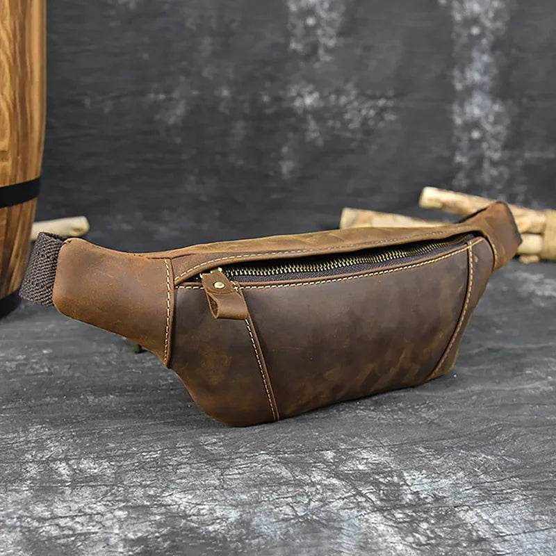 Leather Sling Bag for Outdoor Travel Men’s Chest Pack - VacationGrabs