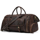 Genuine Leather Travel Duffel Bag High-Capacity wShoe Compartment - VacationGrabs